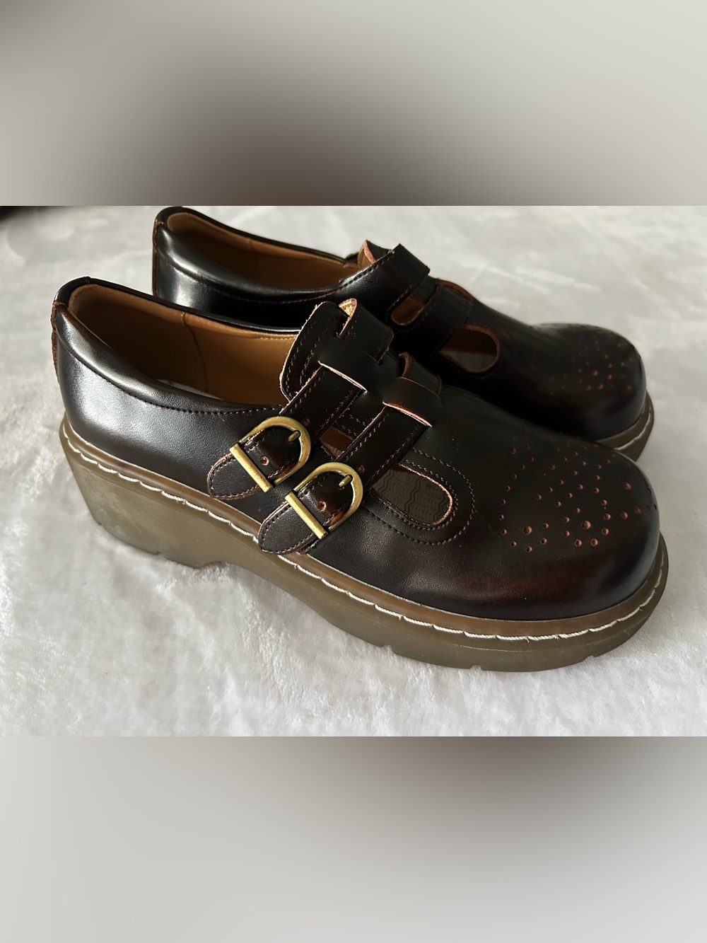 Mzdl Meizudongli Mary Jane Brown Platform Double Buckle Women’s Shoes 240 (Sz 7)